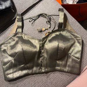 Goldish-greenish sari blouse